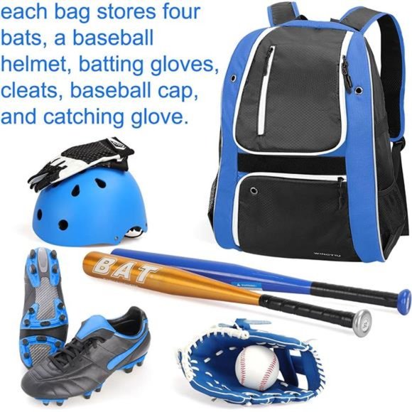 Baseball Backpack, Softball Bat Bag with Shoe Compartment, T Ball Equipment Gear - Picture 6 of 8